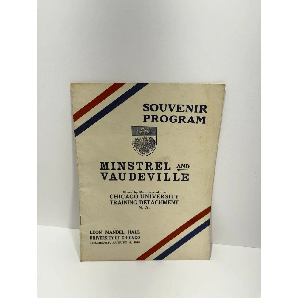 Minstrel and Vaudeville Souvenir Program Band Concert Chicago Univ Training 1918